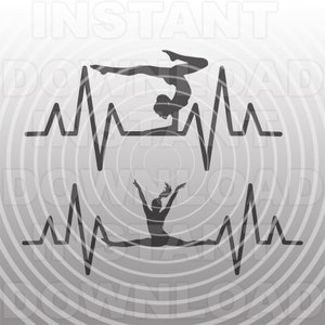 Gymnastics Heartbeat Love SVG File,Gymnastics EKG Strip SVG,Gymnast svg -Commercial & Personal Use- Cricut,Silhouette,Cameo,Iron on Vinyl