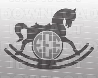 Rocking Horse SVG File,Baby SVG File,Monogram SVG-Vector Clip Art for Commercial & Personal Use Cricut,Cameo,Sizzix,Pazzles,Silhouette,Vinyl