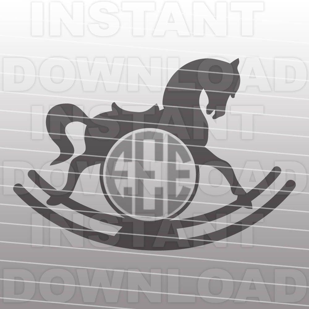 Download Rocking Horse Svg File Baby Svg File Monogram Svg Vector Clip Art For Commercial Personal Use Cricut Cameo Sizzix Pazzles Silhouette Vinyl