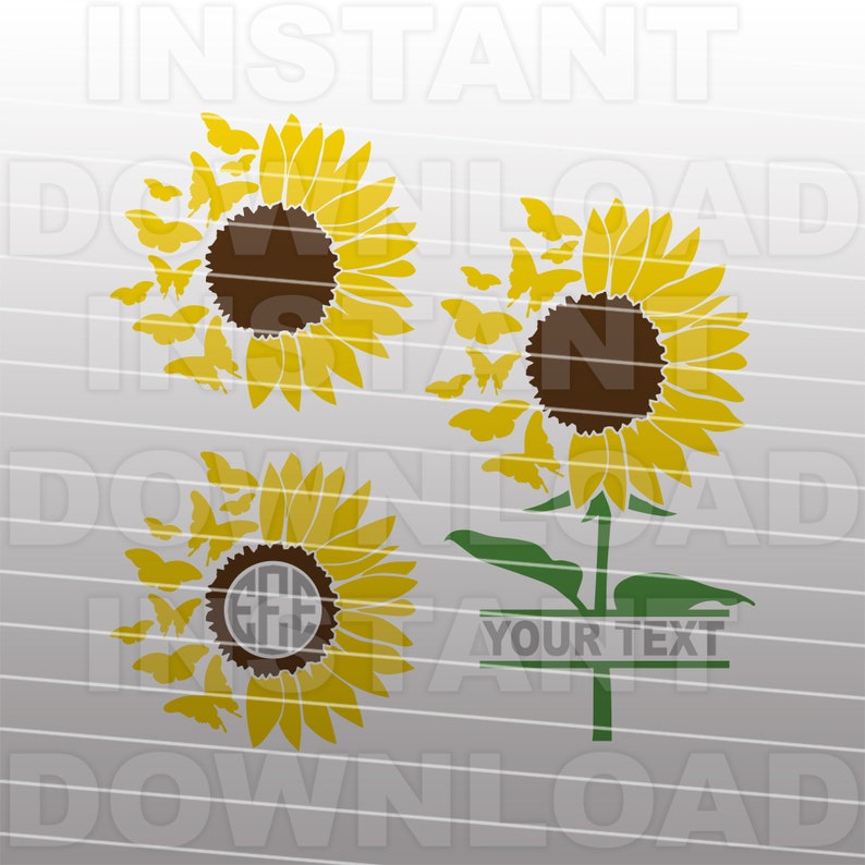 Butterfly Sunflower SVG FileSunflower Monogram ...