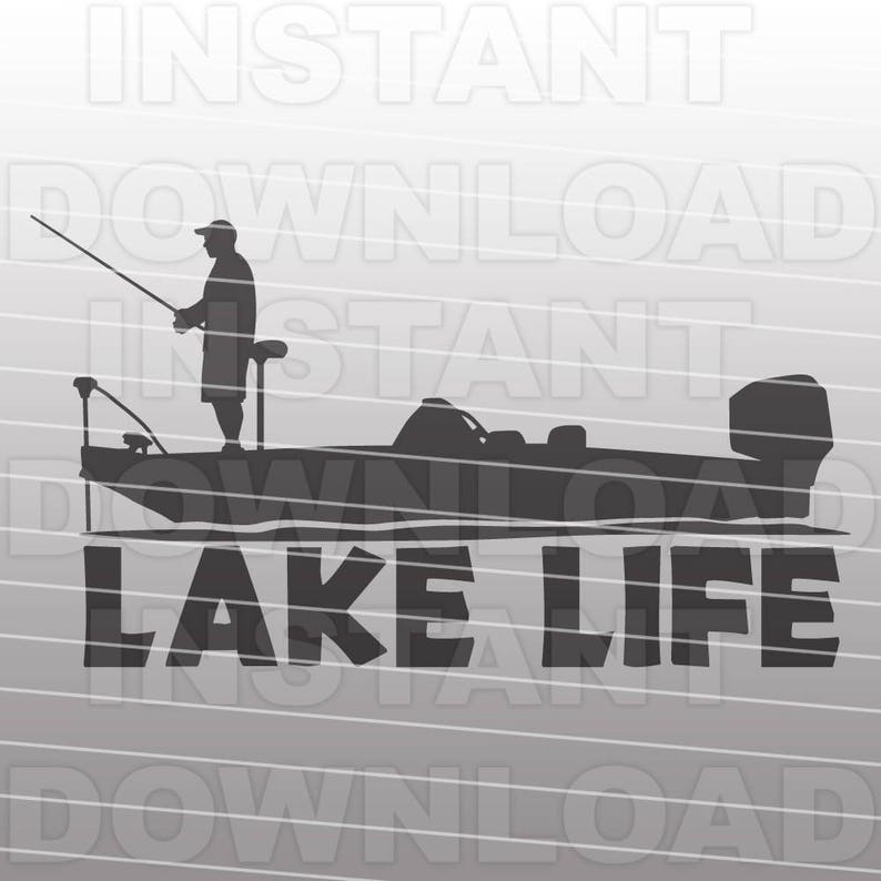 Download Bass Boat with Lake LifeBass Fishing SVGFisherman svg ...