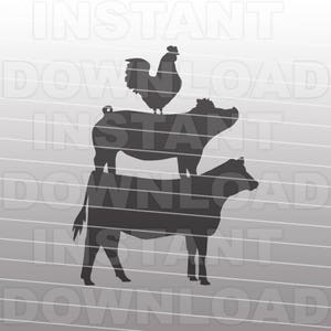 Stacked Farm Animals SVG File,Cow SVG,Pig svg,Chicken svg, svg -Vector Art for Commercial & Personal Use- Silhouette,Cricut,Cameo,Vinyl