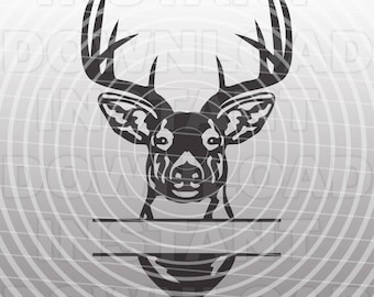Buck Head Deer Hunting Monogram Split SVG File Cutting Template-Silhouette Clip Art for Commercial & Personal Use-Cricut,SCAL,Cameo,Vinyl