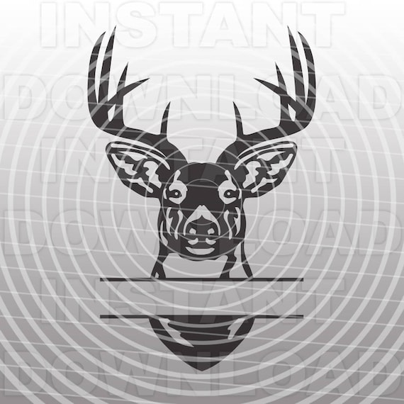 Download Buck Head Deer Hunting Monogram Split SVG File Cutting | Etsy
