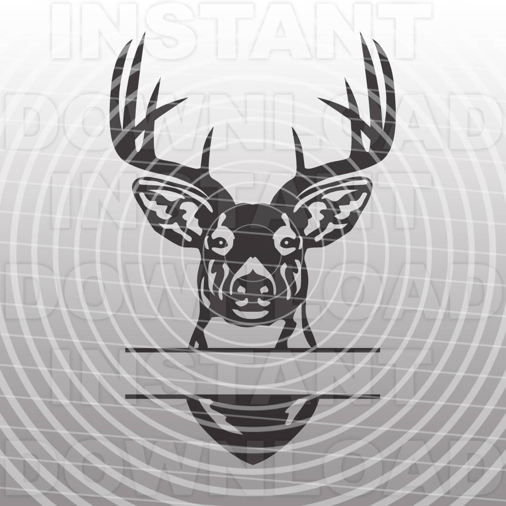 Download Buck Head Deer Hunting Monogram Split SVG File Cutting | Etsy