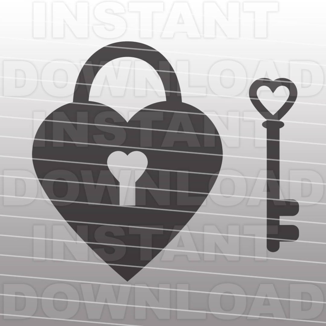 Heart Shaped Lock Key SVG File - Vector Clip Art for Commercial ...