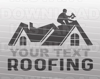 Roofer with Nail Gun SVG File,Roofing Contractor SVG,Roofing Company Logo SVG,Roofer Logo svg- Commercial/Personal Use-Cricut,Silhouette