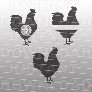 Chicken SVG File,Rooster SVG File Cutting Template-Monogram Clip Art for Commercial & Personal Use-Cricut,SCAL,Cameo,Silhouette,Decal,Vinyl
