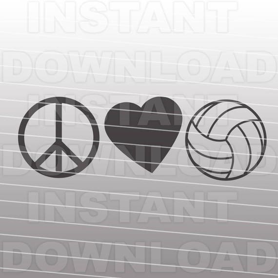Download Peace Love Volleyball Svg Filesports Svg File Commercial Etsy