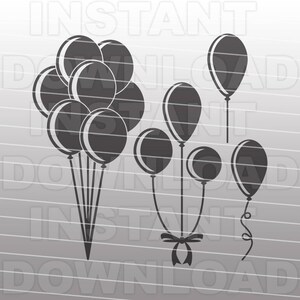 Birthday Balloons SVG File,Party Balloons SVG File,Vector Clip Art for Commercial & Personal Use-Cricut,Cameo,Silhouette,Cut File,Vinyl