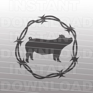 Fil de fer barbelé Show Pig SVG File, Livestock SVG File, Farm Animal SVG - Vector Art for Commercial & Personal Use-Cricut, Cameo, Silhouette, Cut File