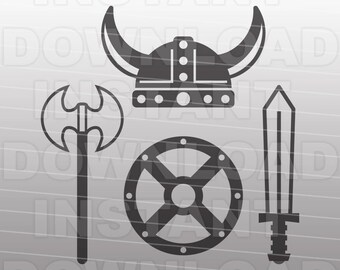 Viking SVG-bestand, middeleeuwse wapens SVG, zwaard SVG, strijdbijl SVG-persoonlijk en commercieel gebruik-vector SVG cut-bestand voor silhouet Cricut Cutter