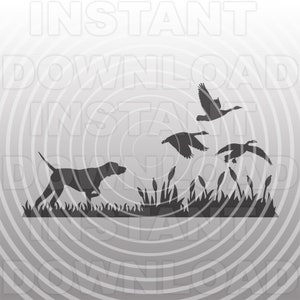Chien pointeur anglais avec fichier SVG oies, Goose Hunter SVG, oiseau chien pointant svg -Commercial/Personal Use-Cricut,Silhouette,Cameo,vinyl Decal