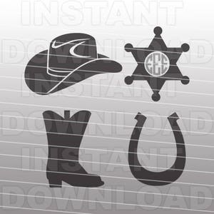 Cowboy Hat SVG File,Deputy Badge SVG,Cowboy Boot SVG,Horseshoe svg-Vector Clip Art for Commercial & Personal Use-Cricut,Cameo,Silhouette