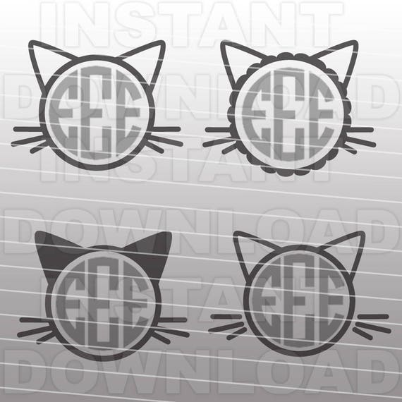 Kitty Monogram SVG,Kitty Cat SVG File,Cat Monogram SVG-Cutting Template-Vector Clip Art for Commercial/Personal Use-Cricut,Cameo,Silhouette