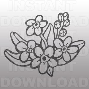 Forget Me Not Flower Gardening SVG File - For Commercial & Personal Use - Vector Art for Cricut, Silhouette Cameo, Iron On vinyl Shirt Decal