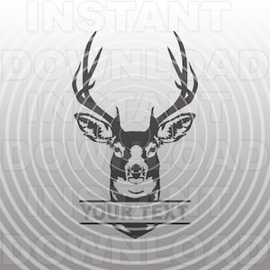 Buck Head Maultierhirsch Jagd Monogramm Split SVG-Datei,Mule DeerSVG-Vector Art kommerzielle/persönliche Nutzung- Cricut,Silhouette Cameo,Vinyl geschnitten Datei