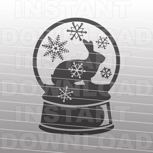 Fichier SVG Snowglobe de lapin de Noël, ferme Animal SVG-Vector Clip Art Commercial/Personal Use-Cricut, Silhouette Cameo, Vinyl Cut File