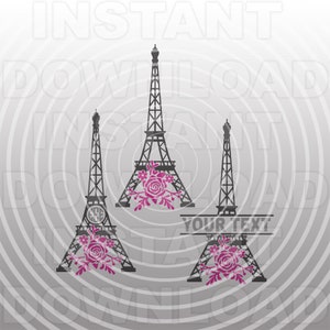 Fichier SVG Floral Tour Eiffel, Paris France Monogram SVG -Vector Art Commercial/Personal Use-Cricut,Silhouette,Cameo,Vinyl Cut