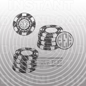 Poker Chips SVG File,Gambling SVG,Casino svg,Poker Monogram Frame SVG -Vector Art Commercial/Personal Use- Cricut,Silhouette,Cameo,Vinyl Cut