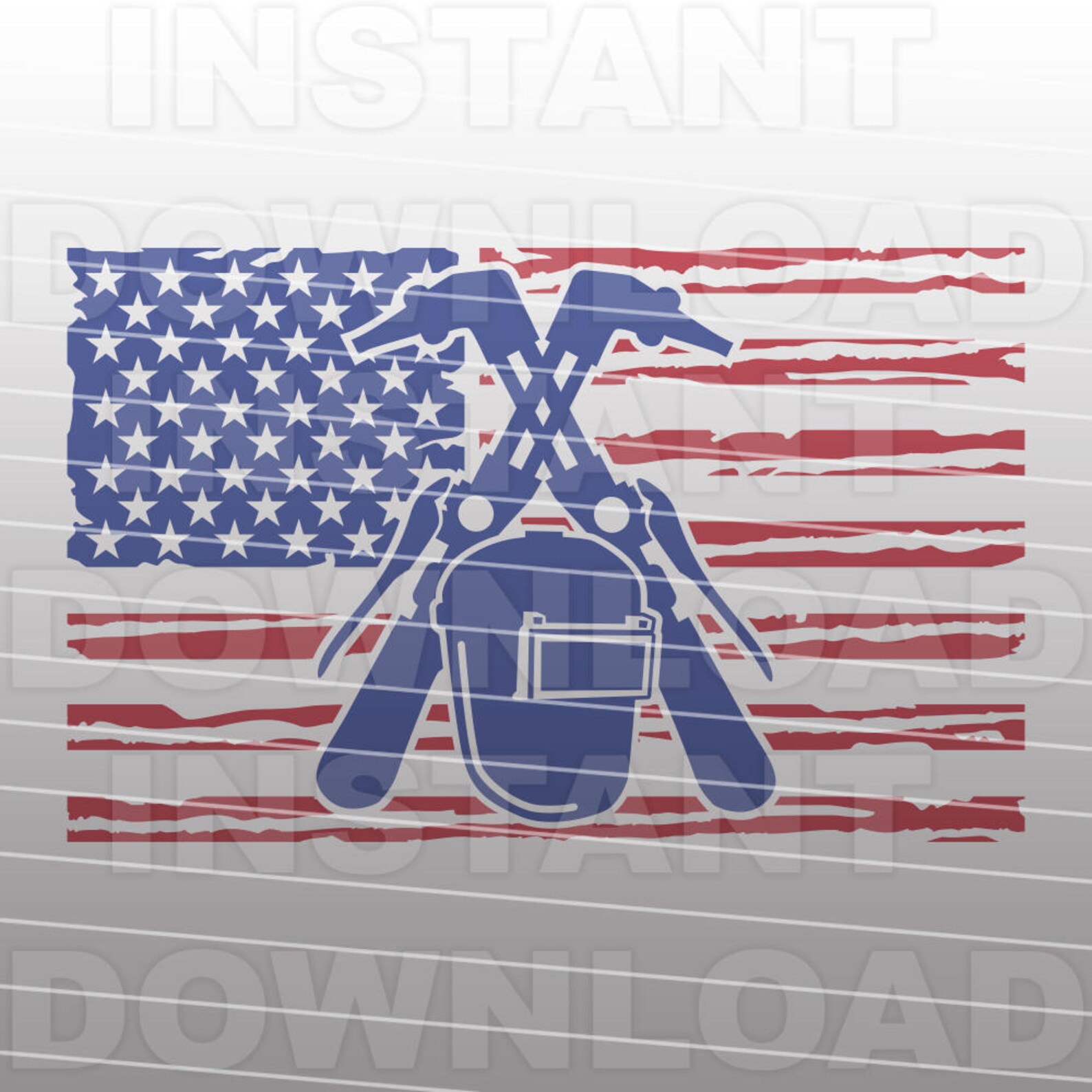 Welder Welding American USA Flag SVG File vector Clipart for Etsy