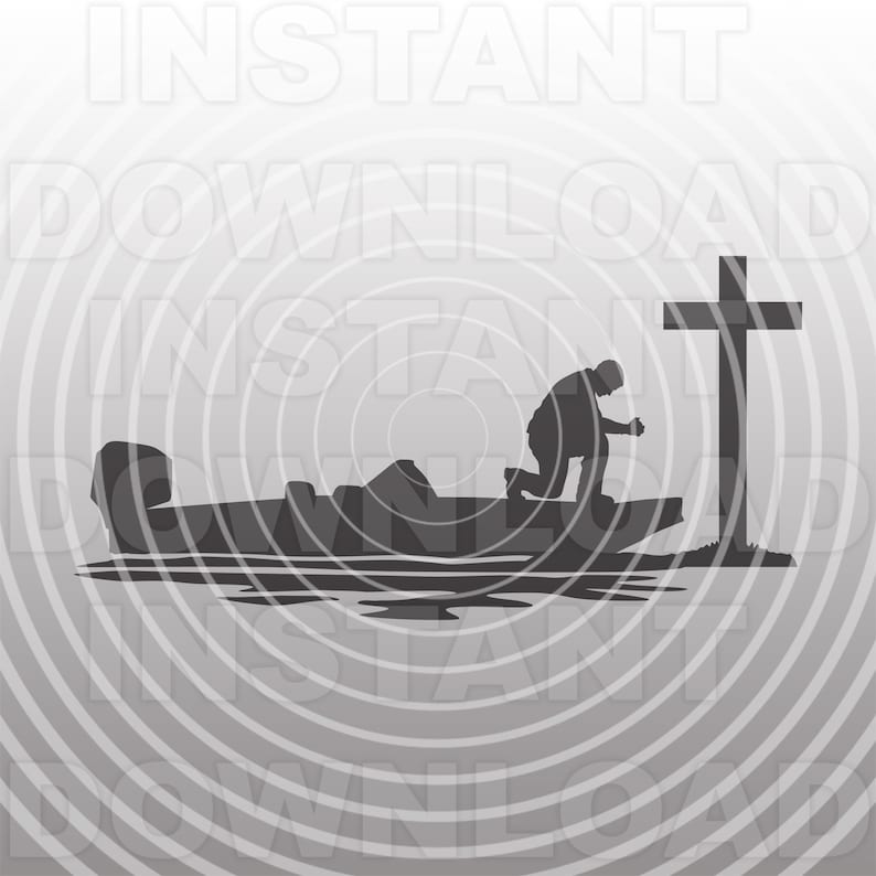 Download Fisherman in Bass Boat Kneeling Praying at Memorial Cross ...