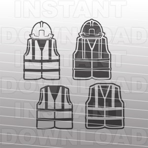 Bouw harde hoed met reflecterend vest SVG-bestand, bouwvakker SVG-vector kunst commercieel en persoonlijk gebruik-Cricut, silhouet cameo,