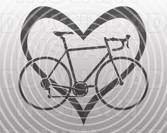 Bici da strada all'interno del cuore SVG, File SVG di ciclismo, Corse di biciclette da strada SVG - Arte vettoriale commerciale/Uso personale - Cricut, Silhouette, Cameo, Decalcomania in vinile
