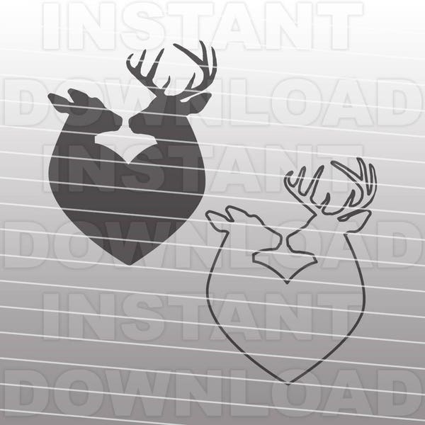 Buck and Doe with Heart SVG File,Deer SVG File,Buck SVG File-Vector Clip Art for Commercial & Personal Use-Cricut,Silhouette,Cameo,Cut File