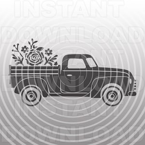 Vintage Antique Old Truck SVG File,Flower Truck svg -Vector Art Commercial & Personal Use- Cricut,Silhouette Cameo,Iron On vinyl,vinyl decal