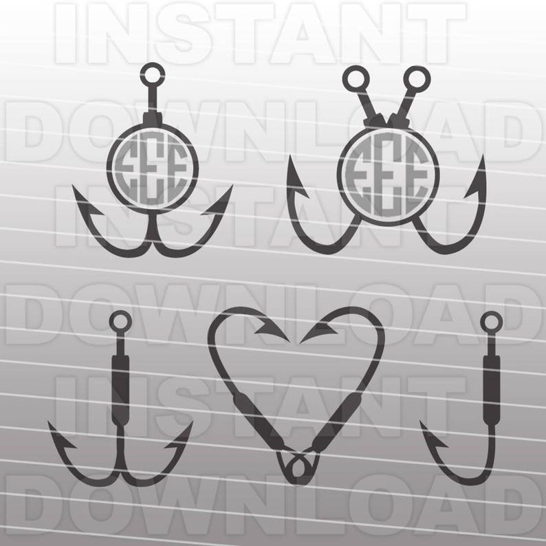 Download Fishing SVG FileFish Hooks SVGFishing Monogram SVG | Etsy