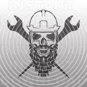Cráneo de herrero con archivo SVG de barba, Union Rigger SVG, Cráneo con casco SVG -Vector Art Uso comercial/personal - Cricut,Silueta,Cameo