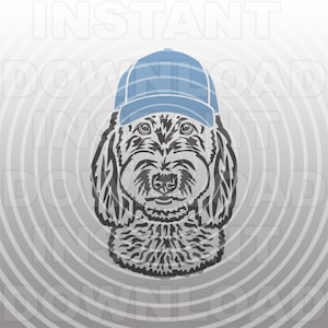 Goldendoodle Labradoodle tragen Baseballmütze SVG-Datei-Vektorgrafik kommerziellen/persönlichen Gebrauch-Cricut,Silhouette,Cameo,Vinyl Aufkleber, Eisen auf Vinyl