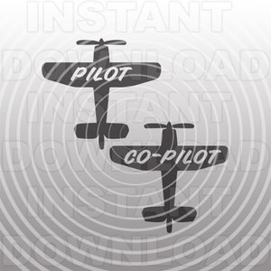 May include: Two black silhouette airplanes with white text. The top plane says "PILOT" and the bottom plane says "CO-PILOT".