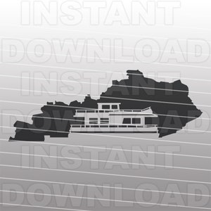 Kentucky Houseboat Scene SVG File,Houseboating SVG,Green River Lake svg -Vector Art Commercial & Personal Use- Cricut,Silhouette,Cameo,Vinyl
