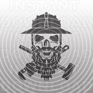 Bebaarde Roughneck Skull SVG-bestand, olieplatform SVG-bestand, olieveld SVG - Vector Art commercieel en persoonlijk gebruik - Cricut, silhouet, cameo, vinyl decal