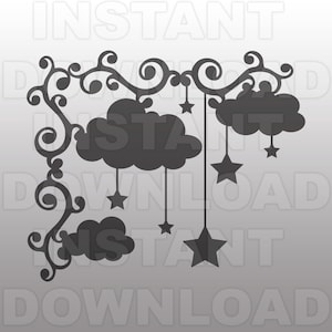 Baby Shower SVG File,Newborn SVG File,Clouds Stars SVG,Baby room svg -For Commercial & Personal Use- svg file for Cricut,Silhouette Cameo