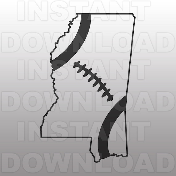 Mississippi Football Outline SVG File-cutting Template-clip Art