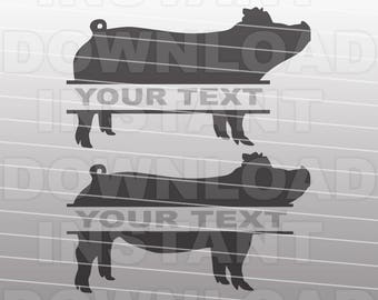 May include: Two black and white silhouette images of pigs with the text "Your Text" in a banner below each pig.