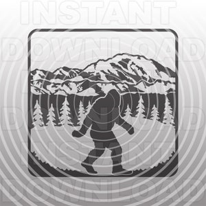 Bigfoot  SVG File,Square Bigfoot Mountain Forest Scene SVG,Sasquatch SVG -Vector Art Commercial/Personal Use- Cricut,Silhouette,Cameo,Vinyl