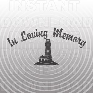 Dans Loving Memory Beach Lighthouse Scene SVG File -Vector Clipart Commercial/Personal Use- Cricut, Silhouette Cameo, vinyle décalcomanie, svg pour vinyle