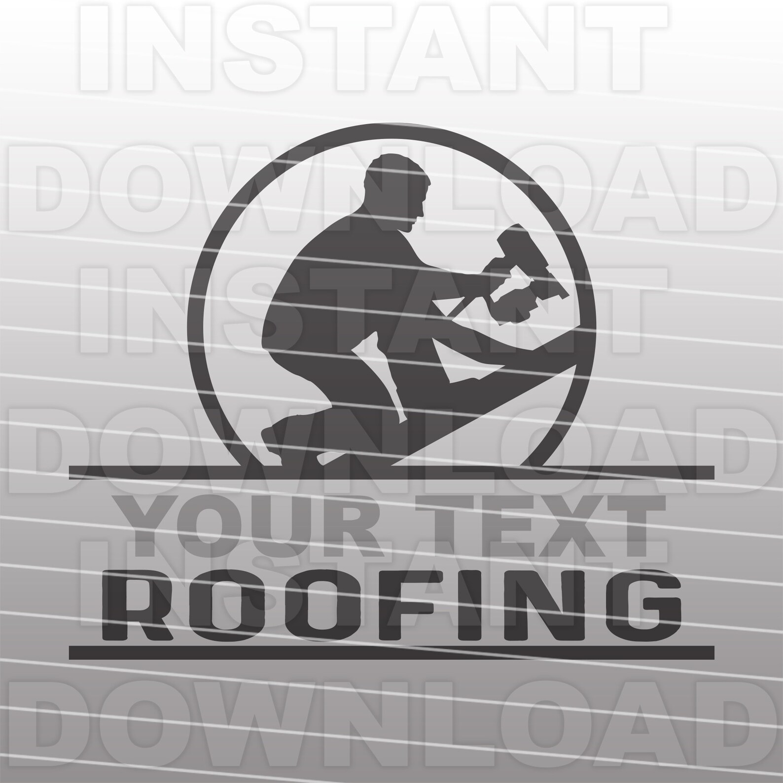 Roofer With Nail Gun Logo SVG Fileroofing Contractor Logo Etsy
