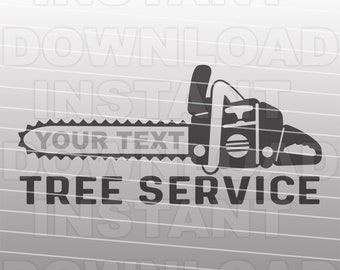 Tree Service Logo with Logging Chainsaw SVG File,Tree Trimming Logo SVG -Vector Art Commercial/Personal Use- Cricut,Silhouette Cameo,vinyl