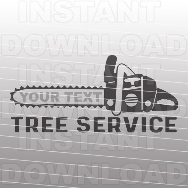 Tree Service Logo with Logging Chainsaw SVG File,Tree Trimming Logo SVG -Vector Art Commercial/Personal Use- Cricut,Silhouette Cameo,vinyl