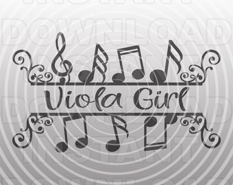 Viola Girl with Music Notes SVG File,Symphony Orchestra SVG-Vector art Commercial/Personal Use-Cricut,Silhouette Cameo,vinyl svg,Vinyl Decal