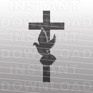 Christian Cross With Descending Dove SVG File,Cross with Dove SVG -Vector Art Commercial & Personal Use-Cricut,Cameo,Silhouette,Vinyl svg