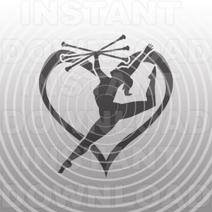 Baton Twirler mit Herz SVG-Datei, Gymnastik SVG, Baton Twirling svg - kommerziellen & persönlichen Gebrauch- für Cricut, Silhouette, Cameo, Vinyl Aufkleber