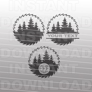 Travailleur du bois scie lame SVG fichier, forêt de pins SVG, svg de journalisation, enregistreur svg -Vector Art Commercial/Personal Use- Cricut,Silhouette,Cameo,Vinyl Cut