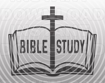Estudio bíblico con Biblia abierta y archivo SVG de cruz cristiana, Iglesia cristiana SVG -Formato vectorial Uso comercial/personal-Cricut,Silhouette Cameo