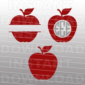 Apple Monogram SVG File Cutting Template - Vector Clip Art for Commercial and Personal Use - Instant Download-Cricut, Cameo, Explore, Vinyl